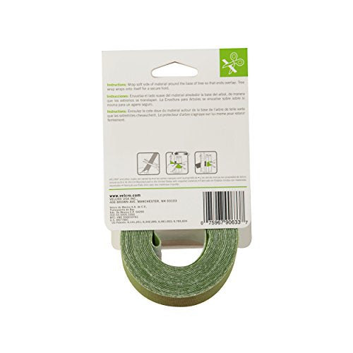 VELCRO Brand ONE-WRAP Garden Ties | Tree Ties and Plant Supports for Effective Growing | Extra Wide to Secure Trees and Larger Plants | Cut-to-Length | 18 feet x 2 inch roll | Green
