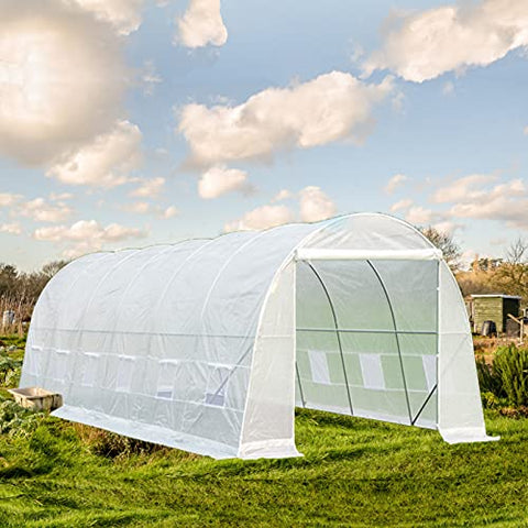YOLENY 26' x 10' x 7' Greenhouse Large Gardening Plant Hot House Portable Walking in Tunnel Tent, White