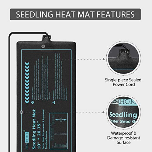 VIVOHOME 10 Inch x 20.75 Inch Waterproof Seedling Heat Mat and 40-108°F Digital Thermostat Controller Combo Set MET Certified