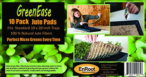 GreenEase 10x20 Jute Microgreens Hydroponic Grow Pads - 10 Pack, Fits 10x20 Standard Nursery Tray. Grow Nutritious Organic Microgreens, Wheat Grass, Plant and Seed Germination. Organic Use Certified.