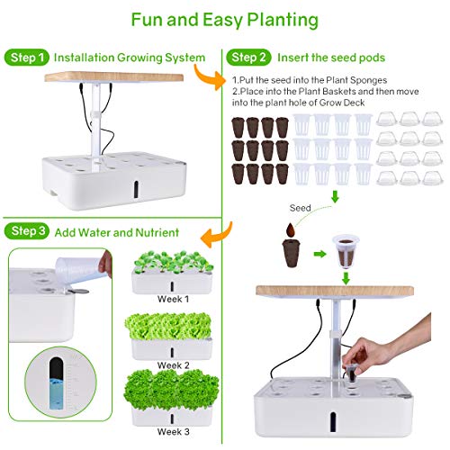 Moistenland Hydroponics Growing System,Indoor Herb Garden Starter Kit w/LED Grow Light,Plant Germination Kits 12 Plant Pots for Home Kitchen Gardening (12 Pots)