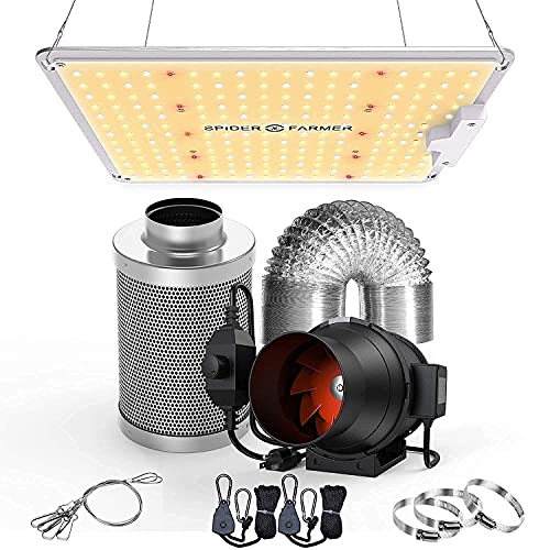 SPIDER FARMER SF-1000 LED Grow Light 4 Inch Inline Duct Fan and Filter Ducting Grow Tent Ventilation System
