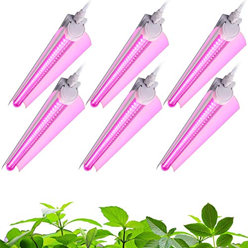 Barrina LED Grow Light, 144W( 6 x 24W, 800W Equivalent), 2ft T8, Full Spectrum, High Output, Linkable Design, T8 Integrated Bulb+Fixture, Plant Lights for Indoor Plants, 6-Pack