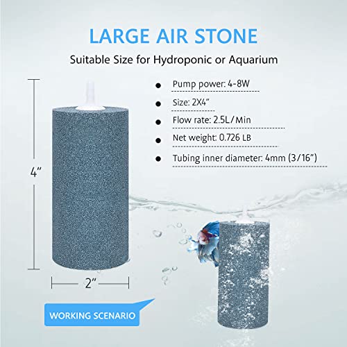 VIVOSUN Air Stone 2PCS 4 X 2 Inch Large Air Stone for Aquarium and Hydroponics Air Pump