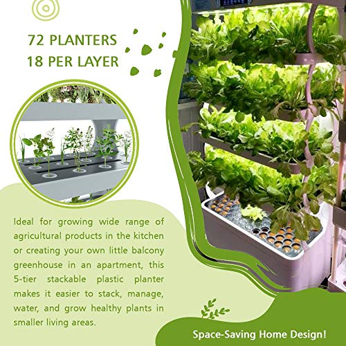 Hydroponic System – Innovative Indoor Planter for Herbs, Vegetables, Fruits – Smart Timing and Light Hydroponic Growing System– Eco-Friendly and Efficient Indoor Garden Kit – 72 Planters