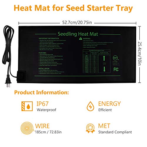 2 Sets Strong Seed Trays with Heat Mats, 48-Cell Seed Starter Kit, Plant Growing Trays with Humidity Domes for Microgreens, Soil Blocks, Rockwool Cubes, Wheatgrass, Hydroponic - Green