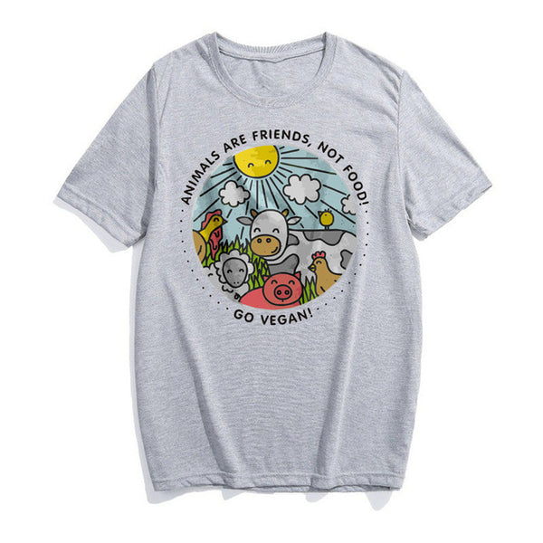 Animals Are Friends Not Food - Vegan / Vegetarian Short Sleeve T-Shirt For Women