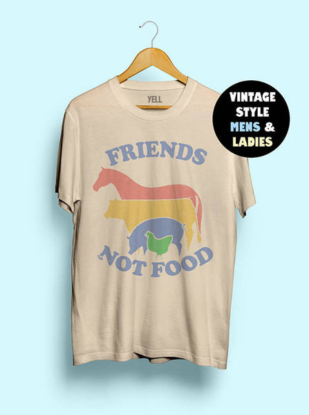 Hillbilly Friends Not Food Cotton T-shirt Vintage Tshirt Tee Gift for Vegan Shirt Vegetarian Natural Cute Hippie 80s 90s Tops